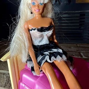 Barbie doll white and black going out dress doll not included